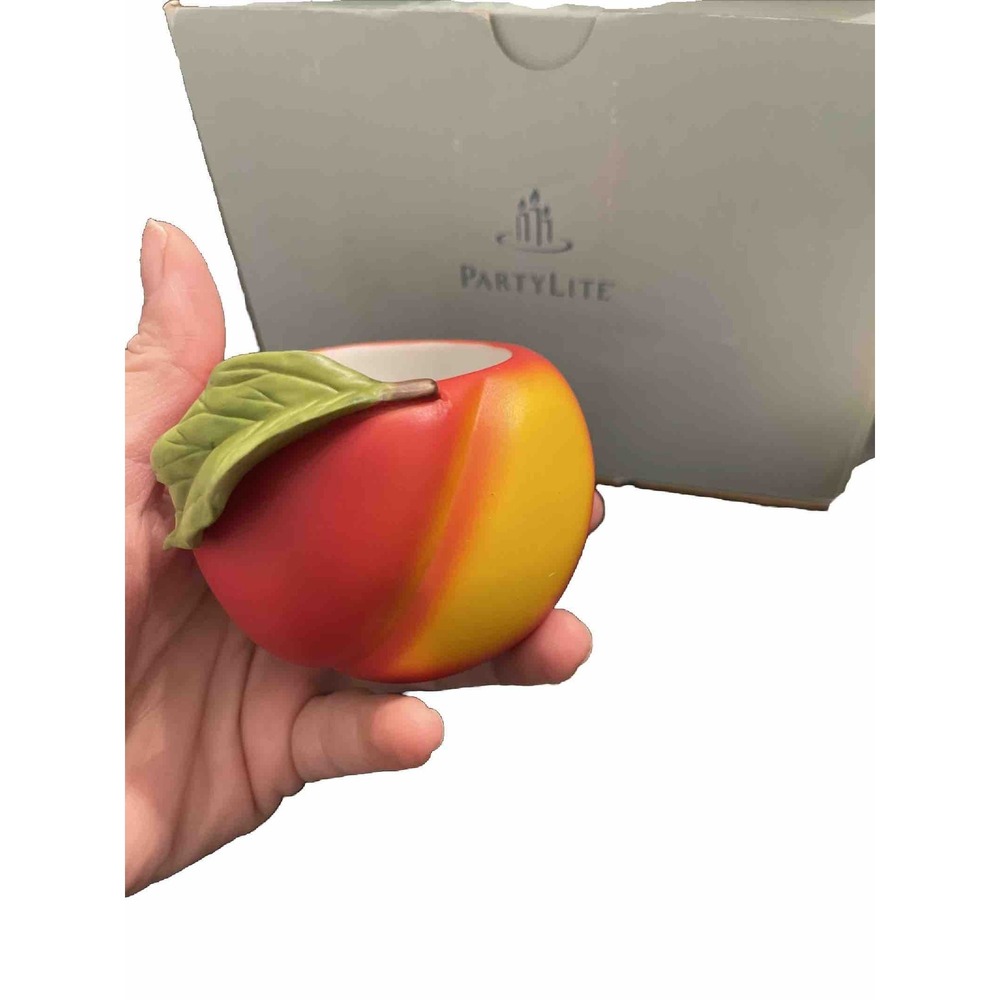 4 Partylite Tea Votive Porcelain Fruits Candle Holder Apple Pineapple Cantaloupe - Picture 8 of 16